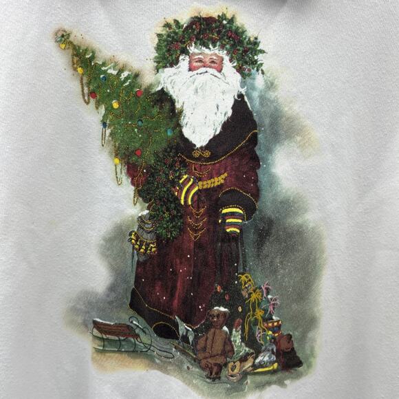 Vintage 90s ASHLEY’S Crew Neck Sweatshirt XL Santa Claus Graphic Made in USA - Picture 3 of 8